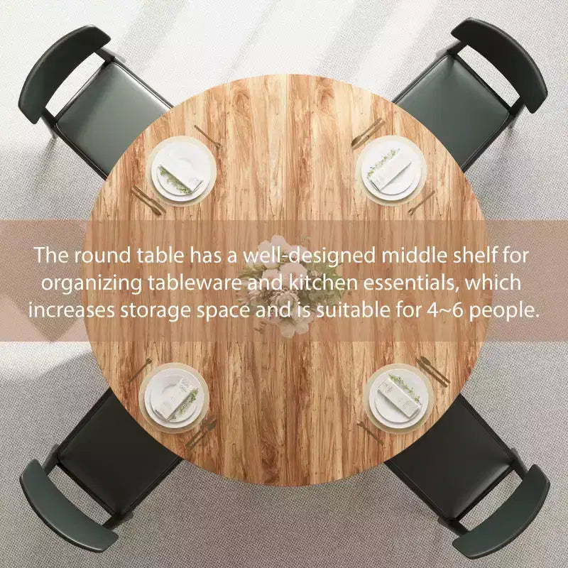 Ronde eettafel van 47 voor 4 personen, ronde eettafel met middenpoot voor keuken en eetkamer, ruimtebesparend houten keuken- en eetkamermeubel