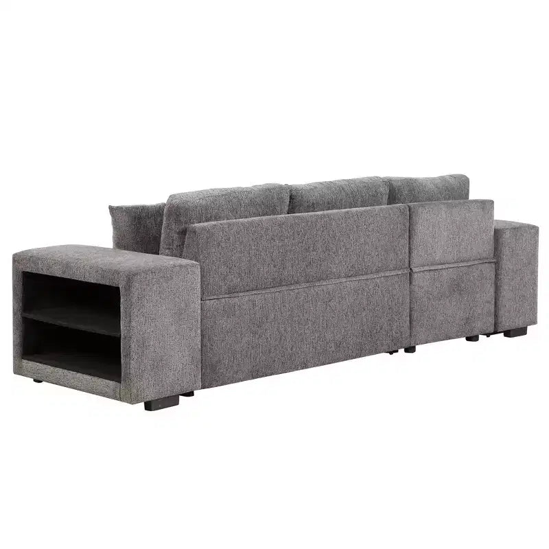 Divano componibile letto reversibile a L da 104.5 con chaise longue contenitore e 2 sgabelli - Divano letto trasformabile a 3 posti per il soggiorno