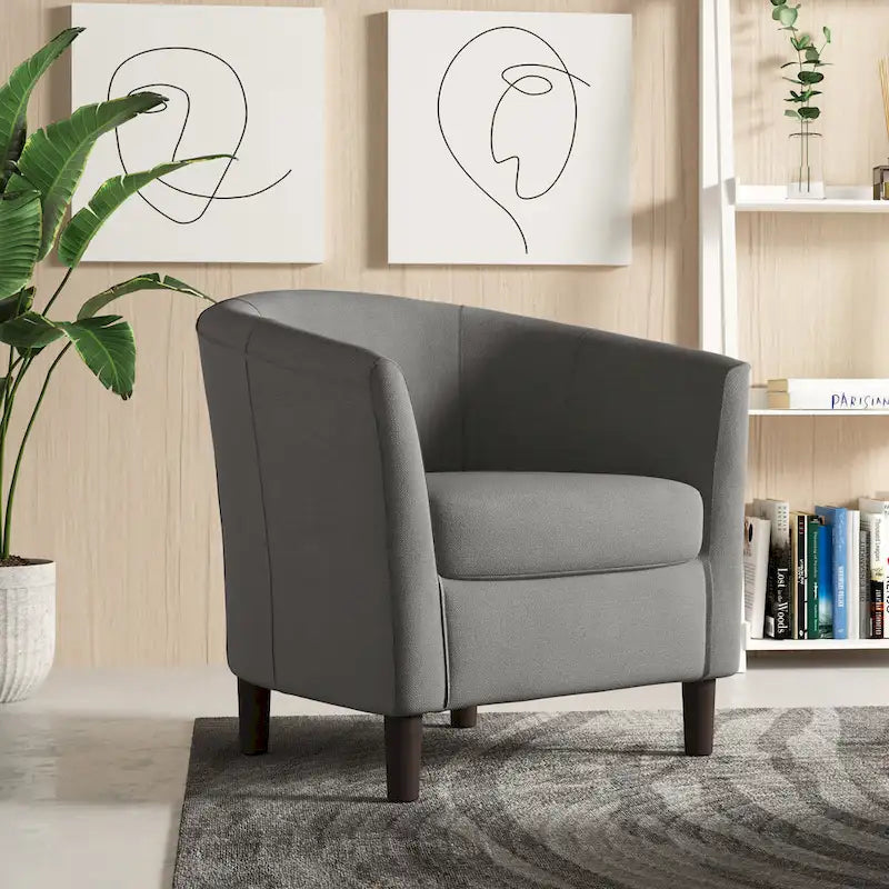 Poltrone d'accento moderne a barile, accoglienti, con braccioli, stile club