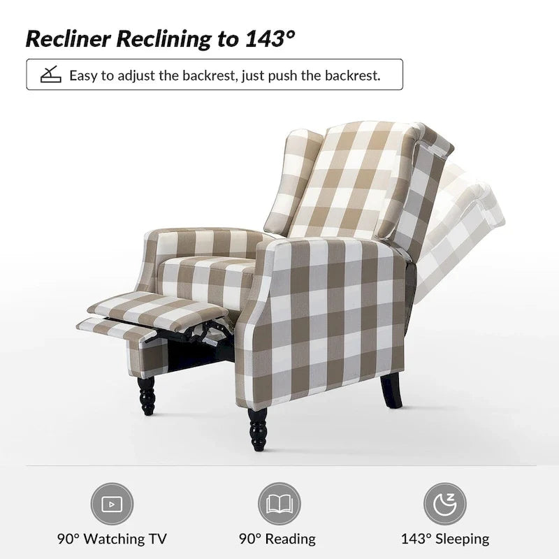 Handmatige relaxfauteuil in mid-century modern-stijl met wingback-ontwerp