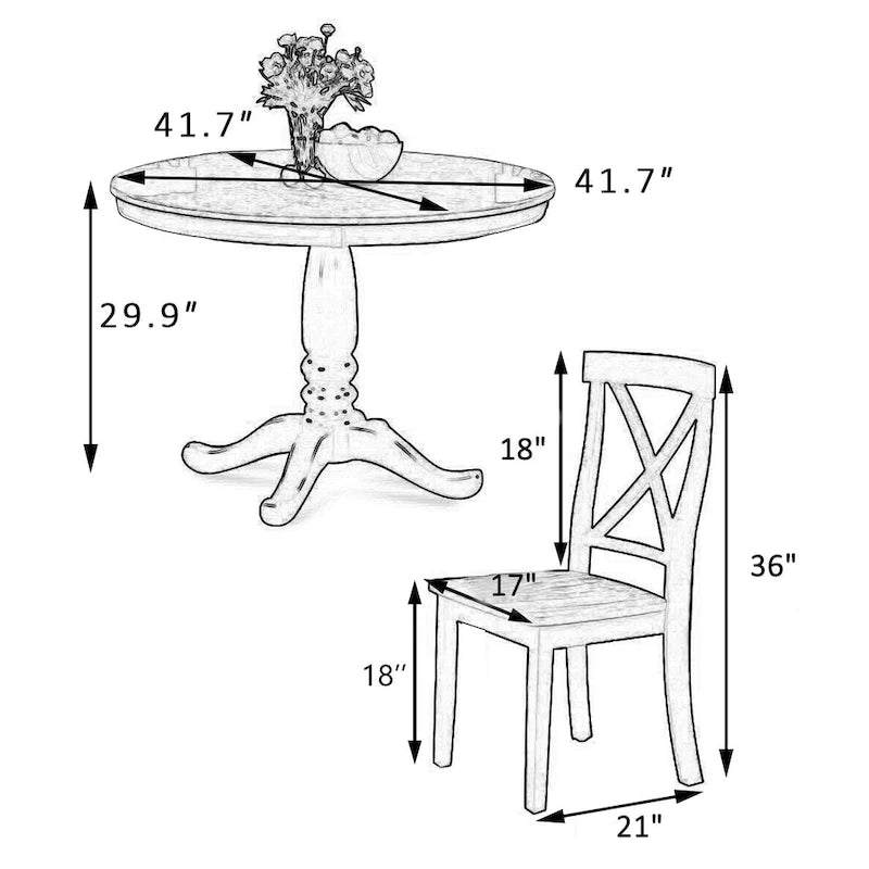 Eetkamertafel met stoelen, set van 5 stuks voor 4 personen