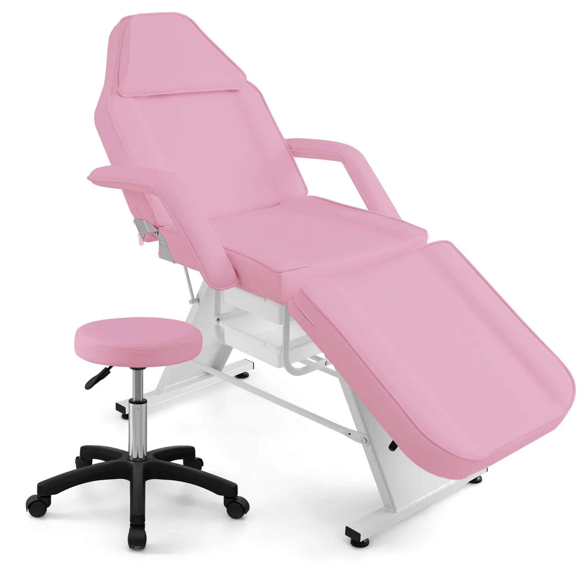 Costway Massageliege 72 mit hydraulischem Hocker, verstellbarer Rückenlehne &