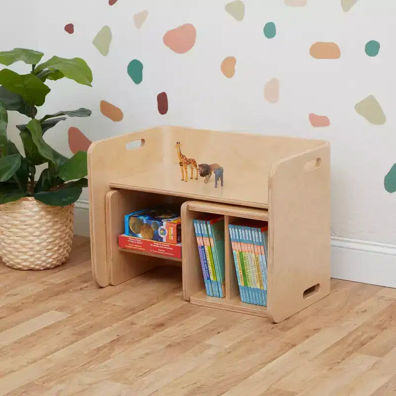 ECR4Kids Premium-Tisch- und Stuhlset aus gebogenem Holz, Kindermöbel, Natur, 3-teilig