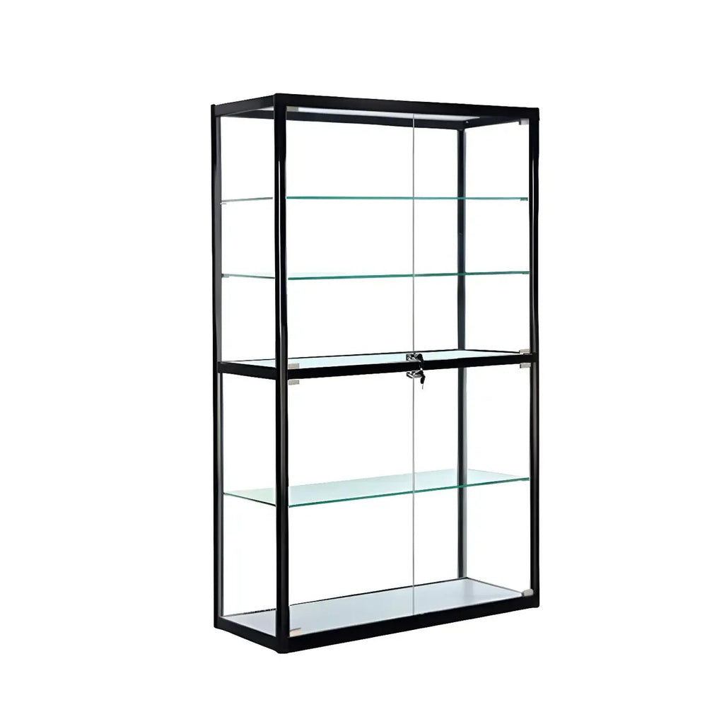 Moderner rechteckiger Vitrinenschrank aus schwarzem Glas