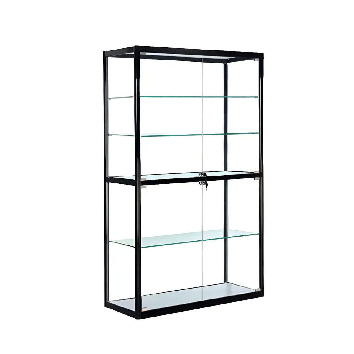 Moderner rechteckiger Vitrinenschrank aus schwarzem Glas