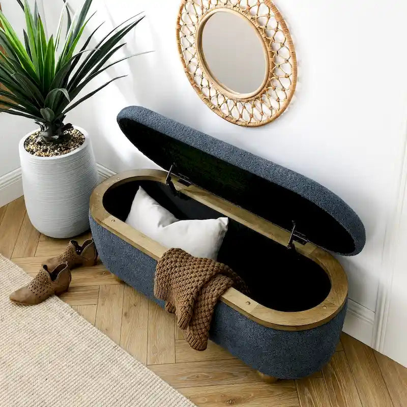 Panca contenitore imbottita con seduta, da fondo letto, grande panca contenitore per coperte