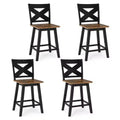 Ensemble de 4 tabourets de bar pivotants Costway 24, avec dossier, grande assise et repose-pieds, pour îlot de cuisine