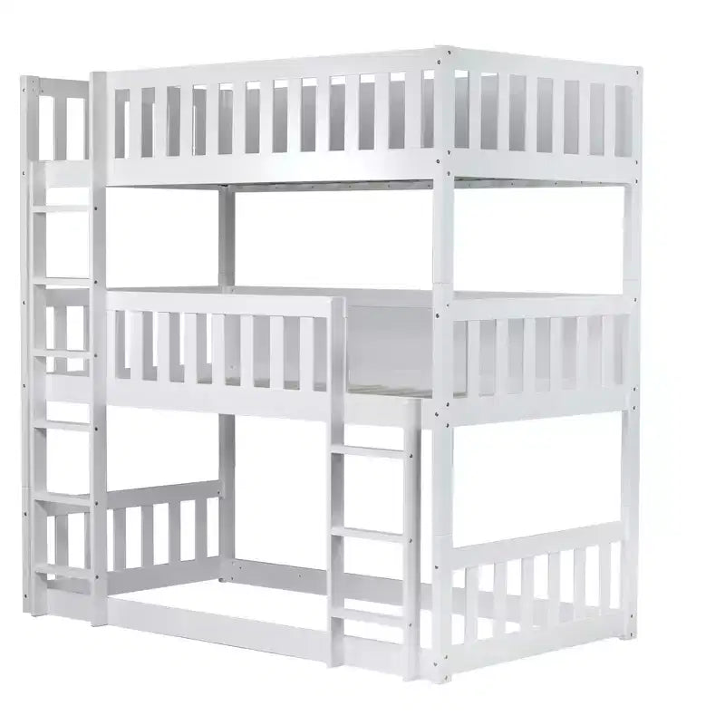 Letto a castello triplo per bambini, con tre letti singoli sovrapposti e separabili, scala e spondine, convertibile in 3 letti