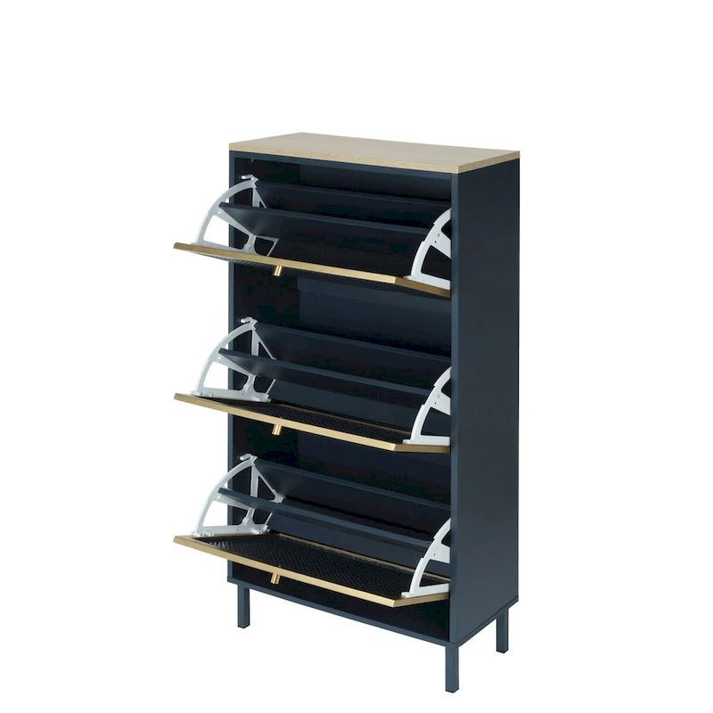 Schuhschrank mit 3 Metalltüren, freistehend
