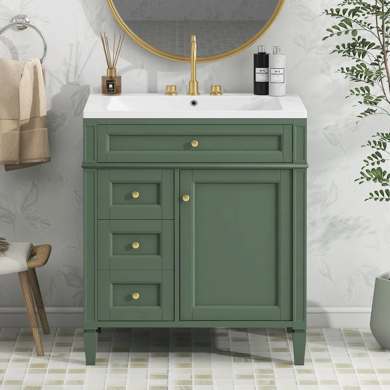 Meuble-lavabo de salle de bain avec vasque à poser et tiroir basculant