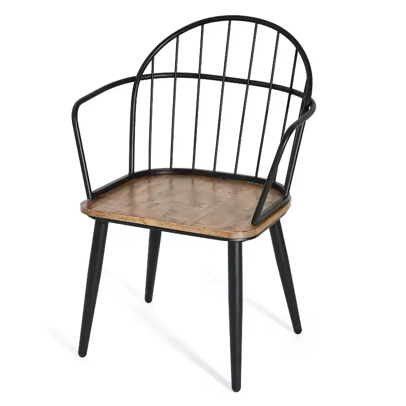 Set da pranzo da 5 pezzi con 4 sedie e tavolo rotondo/quadrato, nero+naturale/noce-ModernLuxe