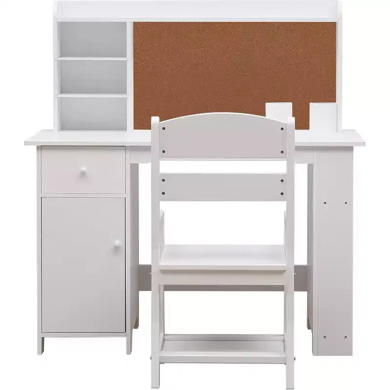 Bureau et chaise pour enfant, ensemble pour garçons et filles, bureau d'écriture en bois avec bibliothèque, tableau d'affichage, placard et tiroir, pour les 3-8 ans