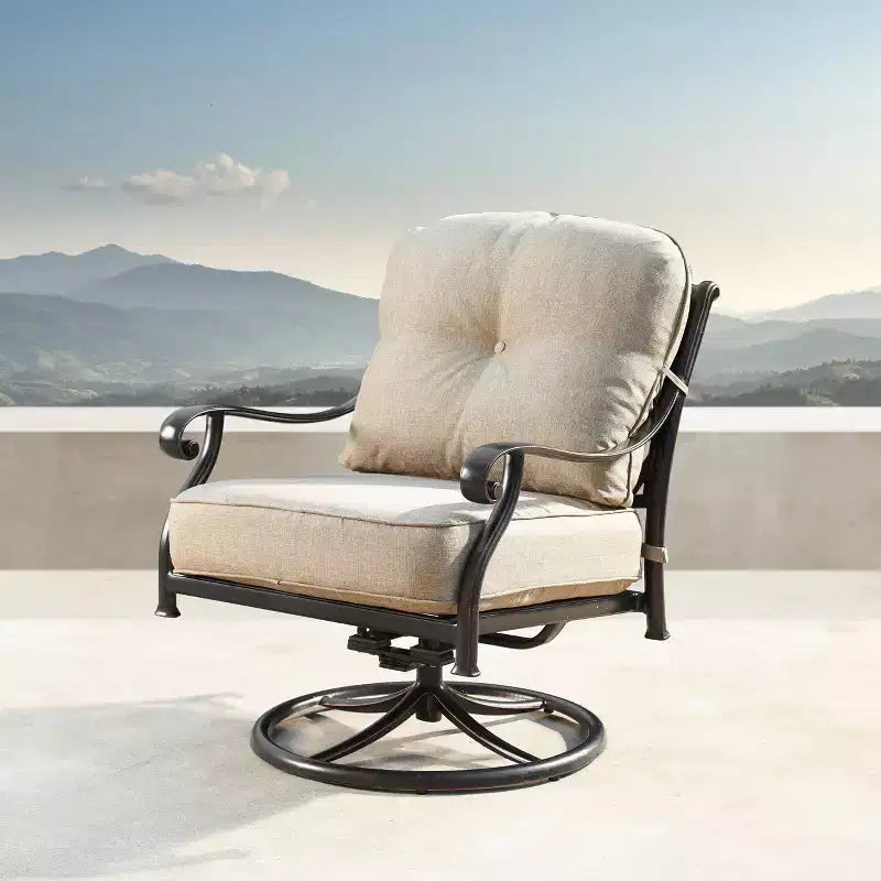 Lot de 2 fauteuils pivotants à bascule en aluminium pour l’extérieur, à assise profonde : résistants aux intempéries, protégés contre les UV - Oakland Living
