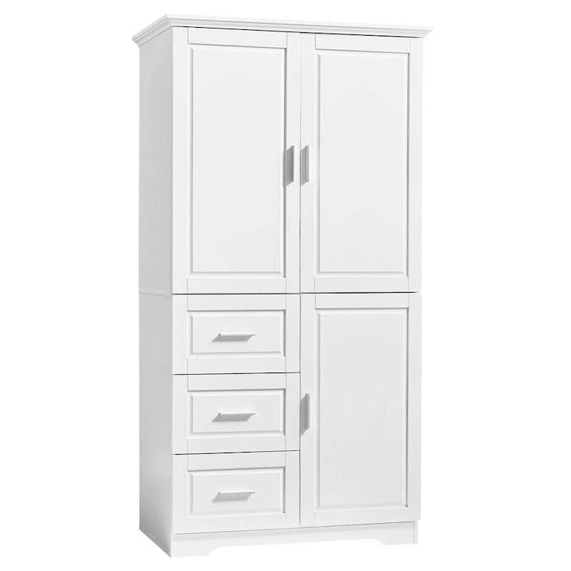 Armoire de rangement haute et large avec portes pour salle de bains, trois tiroirs