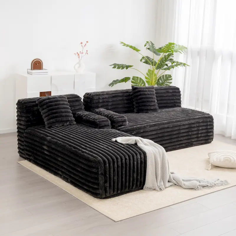 Cloud-Ecksofa, modernes Polstersofa mit 2 Zierkissen, frei kombinierbares Sofa, modulares Ecksofa in L-Form