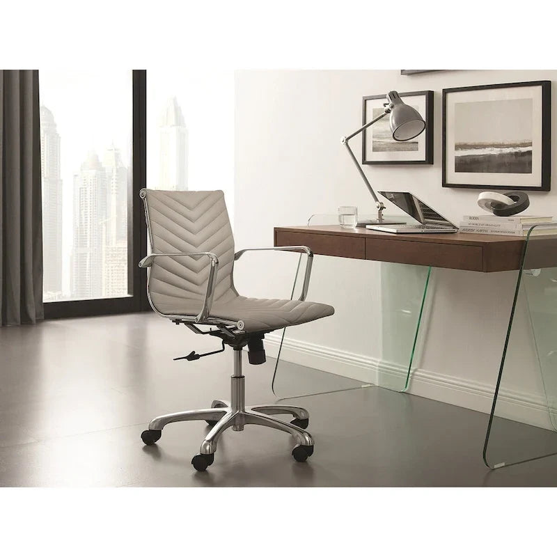 ARCHIE-Büroschreibtisch mit durchsichtigem Glas.