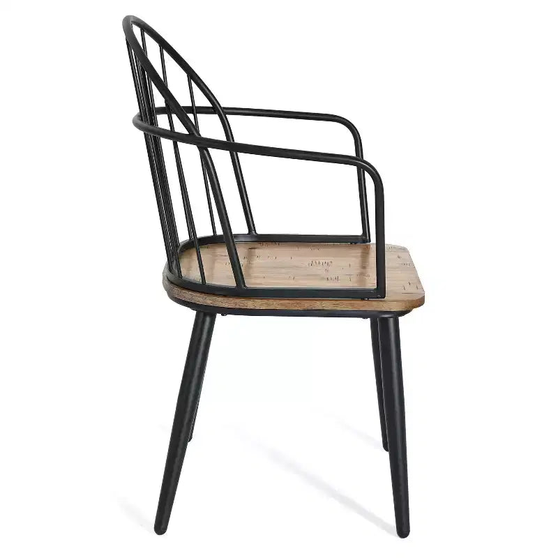 Set da pranzo da 5 pezzi con 4 sedie e tavolo rotondo/quadrato, nero+naturale/noce-ModernLuxe