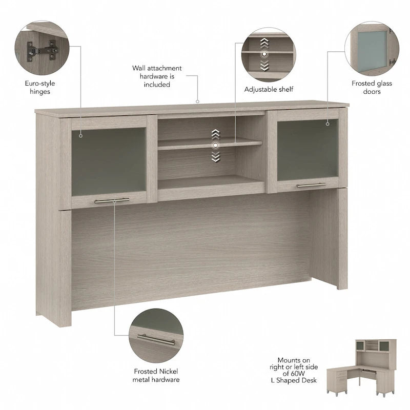 Bush Furniture Somerset 60W L-förmiger Schreibtisch mit Aufsatzregal