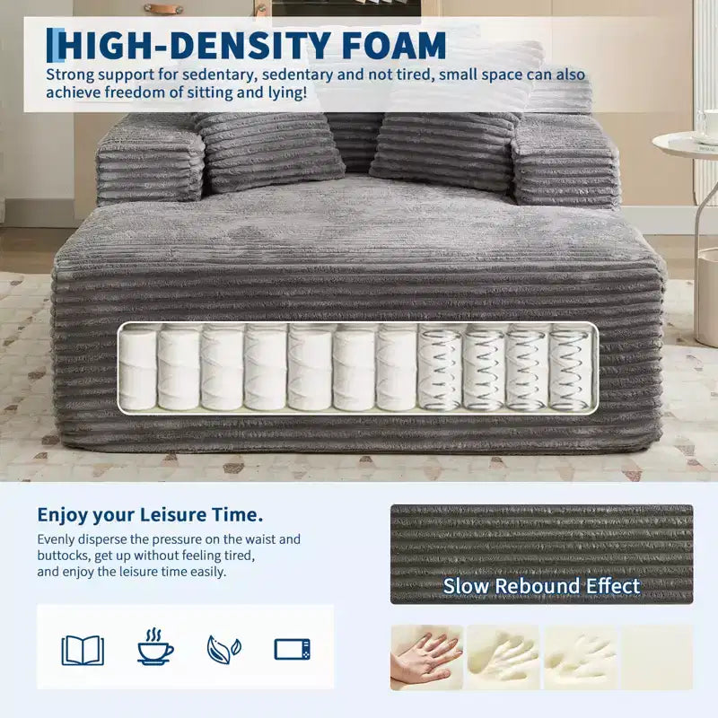 COZONY 49.2 übergroße, umwandelbare Chaiselongue, Cord-Sofasessel/Schlafsofa im Cloud-Design, Belastbarkeit 400 lb