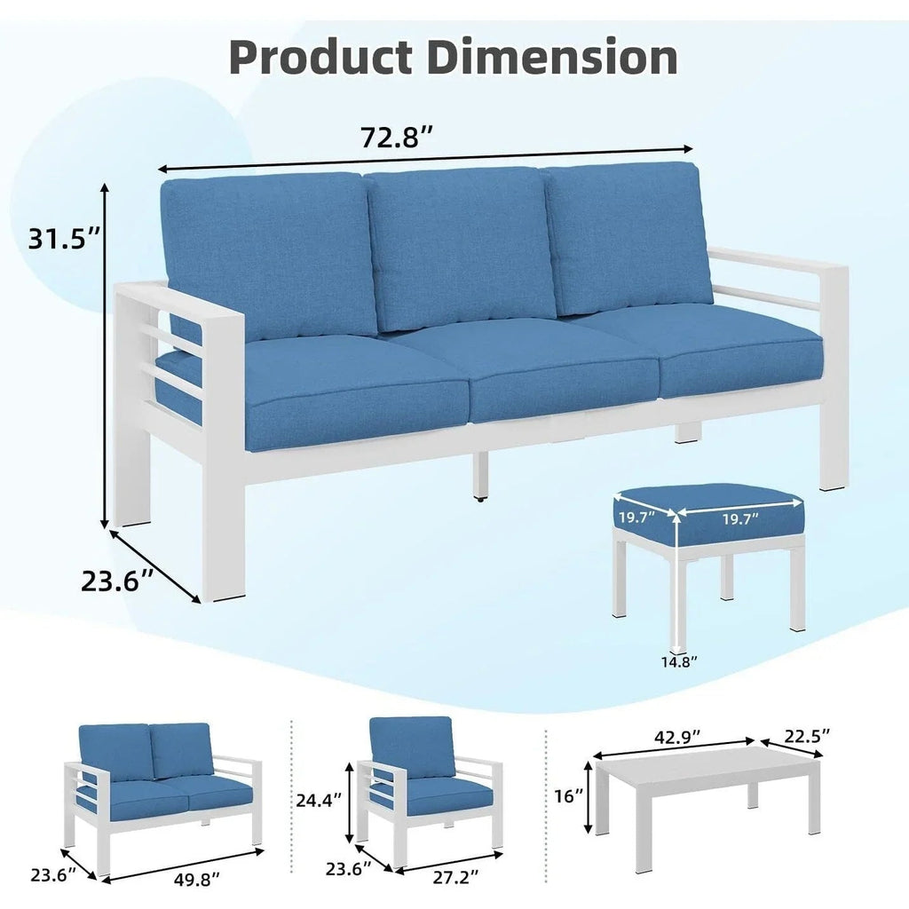 Ensemble de mobilier de jardin en aluminium AECOJOY de 7 pièces, salon de jardin