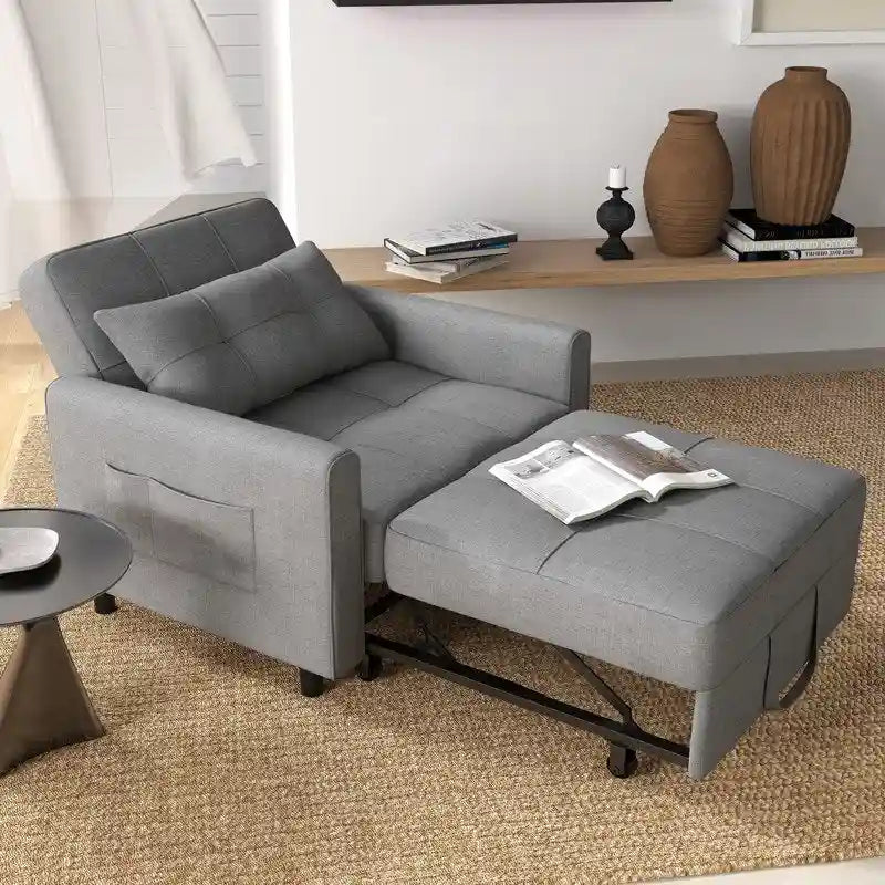 3-in-1-Ausziehbarer Schlafsessel mit Schlaffunktion, umwandelbares, verstellbares und faltbares Polstersofa
