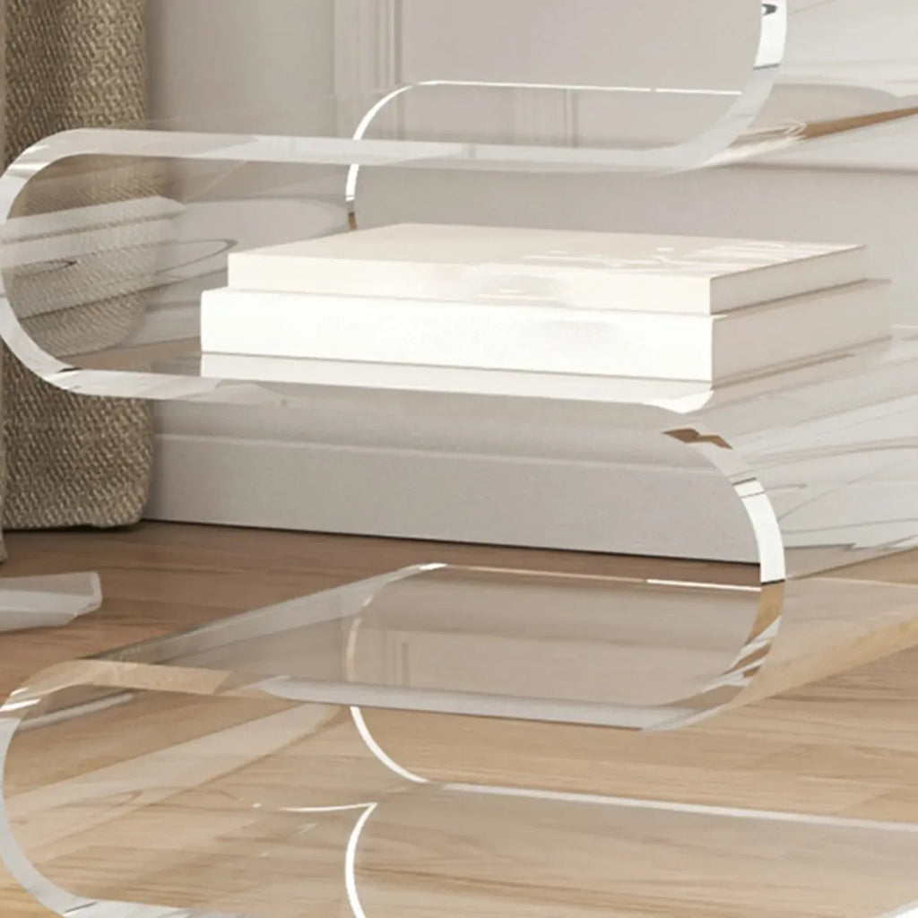 Moderner Beistelltisch aus Acryl in S-Form mit Stauraum