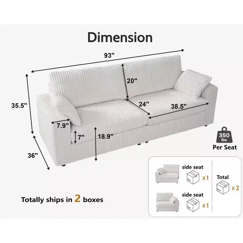 Modulares Cordsofa von Dyonery mit waschbaren Bezügen