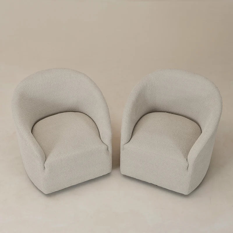 Fauteuil pivotant tonneau KINWELL 32 W rembourré en bouclé (lot de 2)
