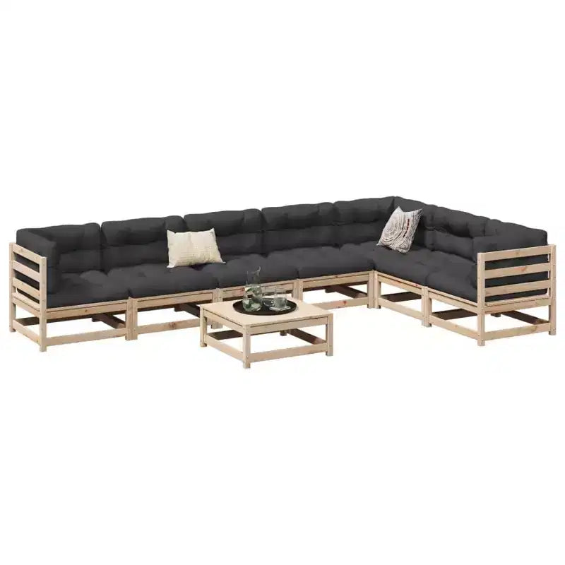 Set da giardino vidaXL con divano modulare componibile in legno massello di pino - pino naturale, senza cuscini