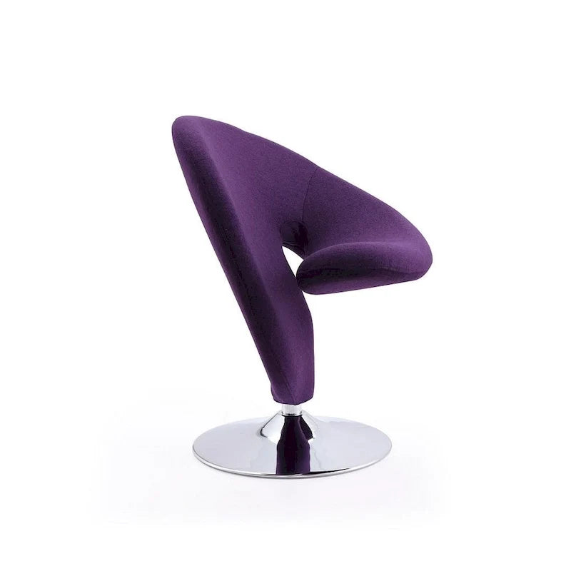 Poltrona girevole decorativa Curl Manhattan Comfort in misto lana e cromo (set da 2)