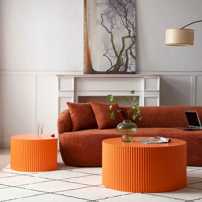 Moderne glamoureuze ronde nesting-bijzettafelset voor de woonkamer (set van 2), niet gemonteerd