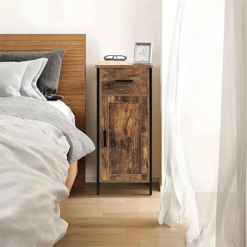 Meuble de rangement étroit à poser au sol, avec 1 porte et 1 tiroir - 11.8D x 13.8W x 31.5H