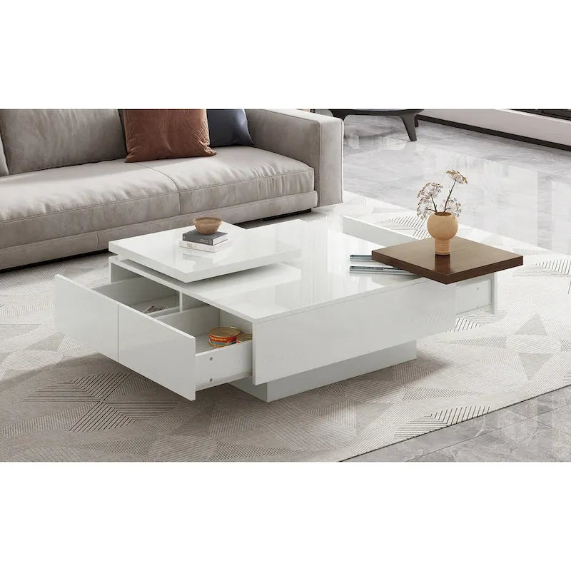Tavolino da salotto quadrato moderno in legno