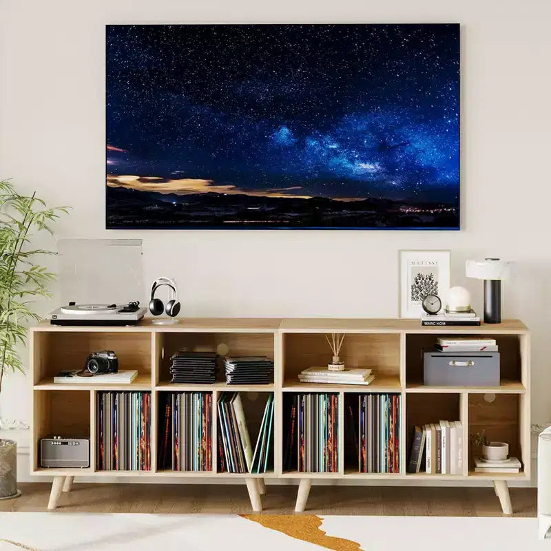 COZONY platenspelermeubel met vinylopslag, decoratieve boekenkast en platenspelerstandaard van 39.5, geschikt voor maximaal 350 platen, voor de woonkamer