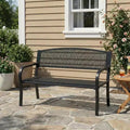 Banc d’extérieur en métal pour 2 personnes, mobilier de jardin en acier avec dossier géométrique pour patio, jardin et véranda