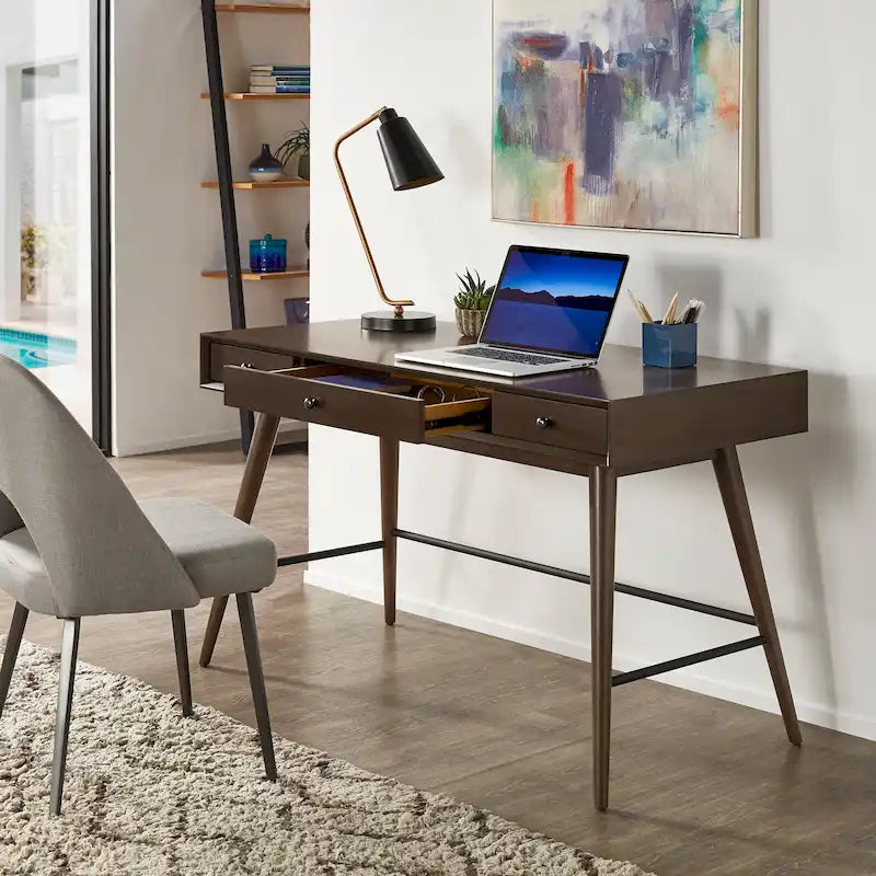 Schreibtisch aus Holz „Aksel“ mit 3 Schubladen von iNSPIRE Q Modern