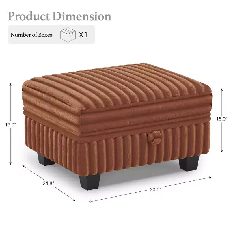 Belffin-Polsterhocker aus Cord mit Stauraum für modulares Ecksofa
