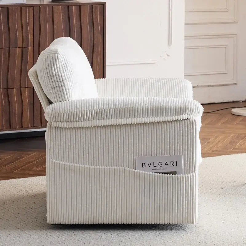 Fauteuil pivotant une place en velours côtelé de 33 pouces