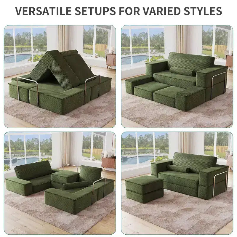 Canapé modulable convertible Cloud, confortable, en velours côtelé, avec assise profonde et coussins hauts, facile à monter