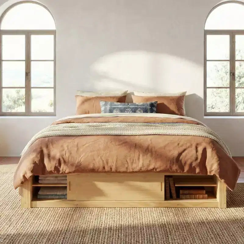 Struttura letto contenitore Whisen Queen con 4 cassetti e vano contenitore nella pediera