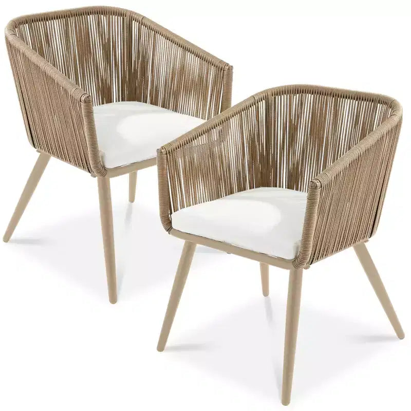 Best Choice Products Set aus 2 Garten-Esszimmerstühlen mit geflochtenem Korbgeflecht, Belastbarkeit 250lb
