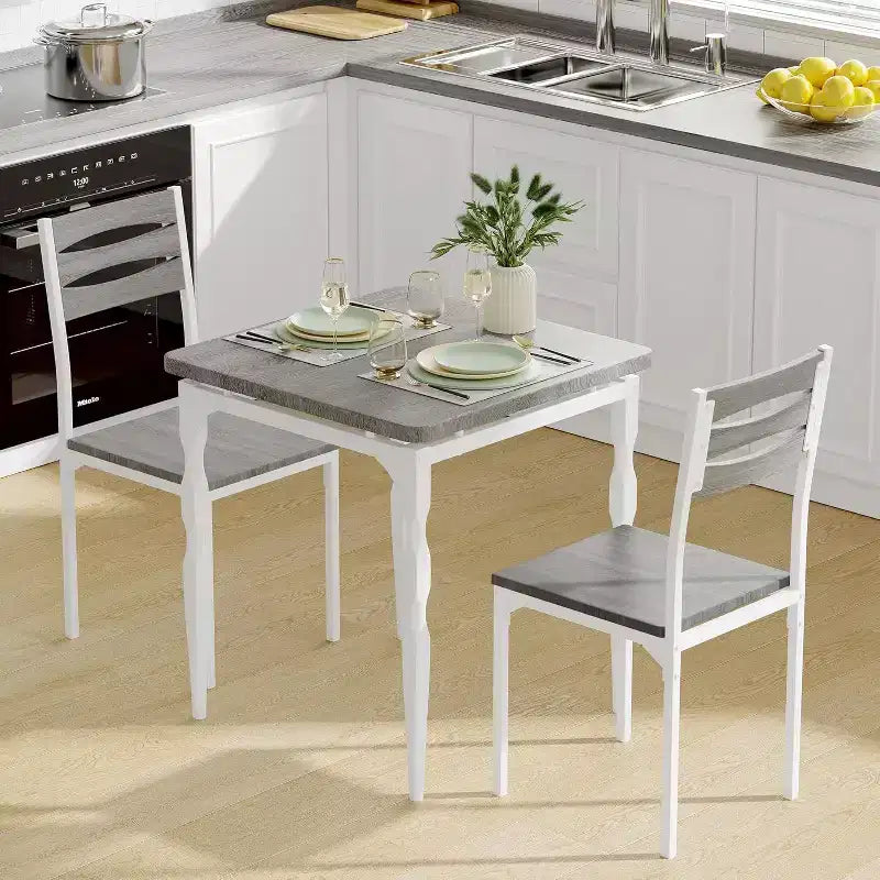 Ensemble de salle à manger 3 pièces pour petits espaces, table et 2 chaises à pieds en spirale, ensemble compact pour la cuisine et les appartements