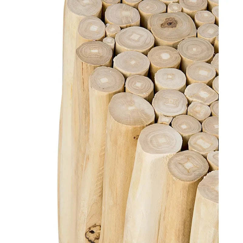 Runder Couchtisch aus massivem Teakholz in Naturbraun mit Astbündel-Design von East at Main