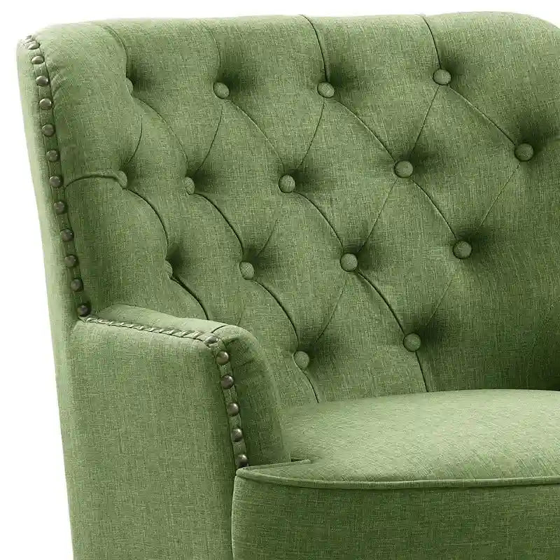 Poltrona decorativa Moser Bay Mignon in velluto/lino, larga 30, con schienale alto e bottoni