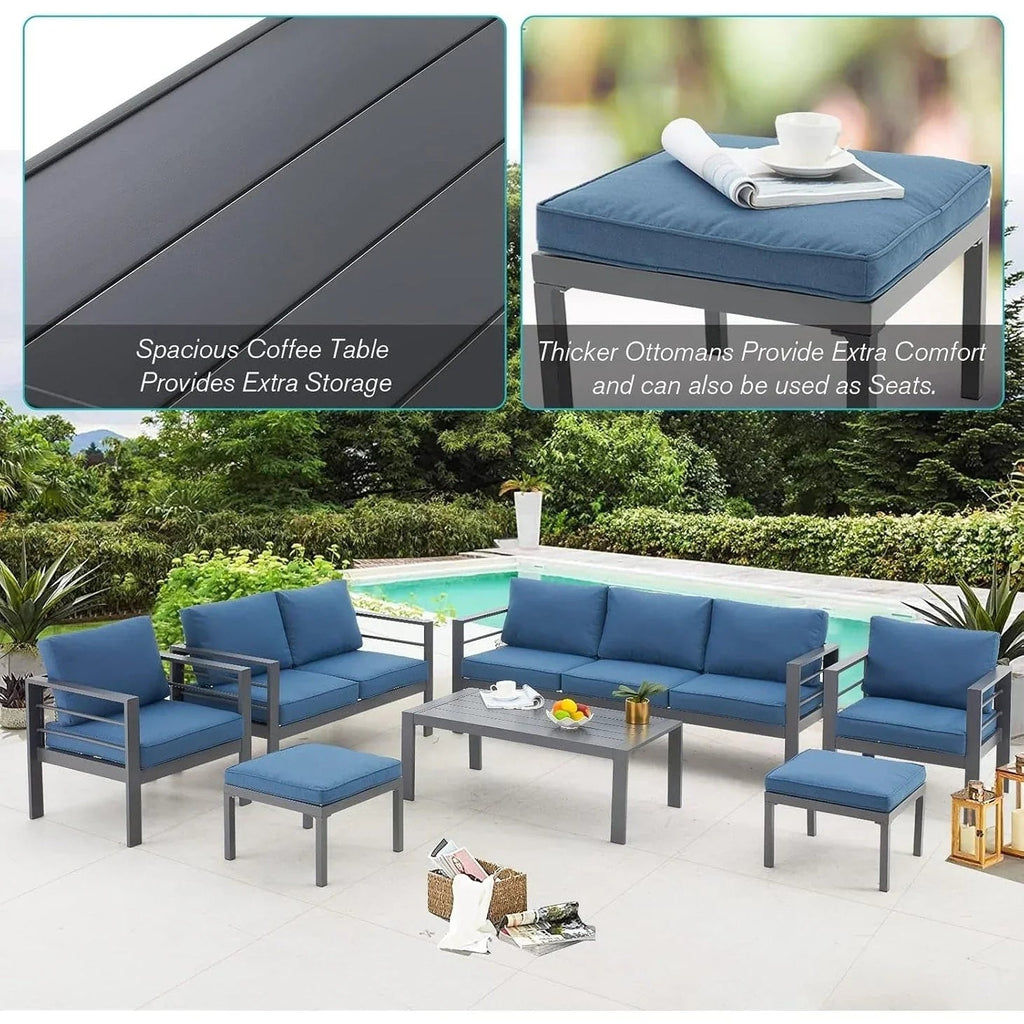 Ensemble de mobilier de jardin en aluminium AECOJOY de 7 pièces, salon de jardin