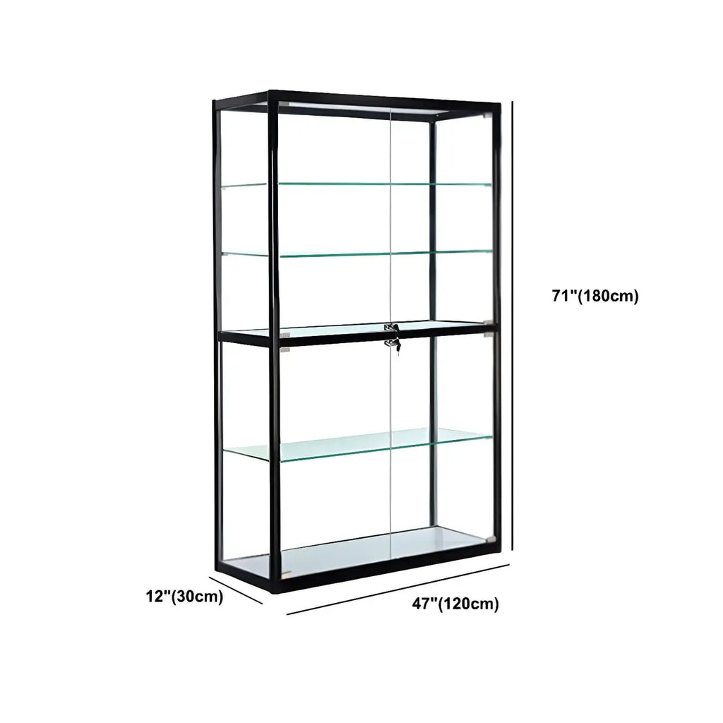 Moderner rechteckiger Vitrinenschrank aus schwarzem Glas