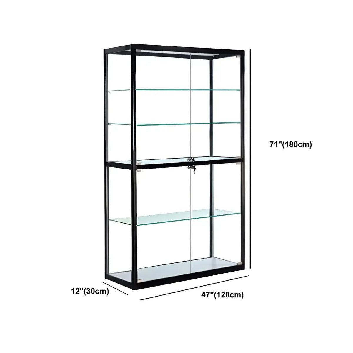 Moderner rechteckiger Vitrinenschrank aus schwarzem Glas