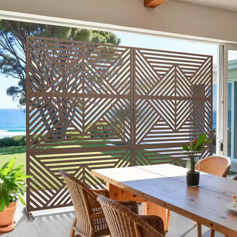 MAYEERTY privacyscherm van gegalvaniseerd staal voor binnen en buiten, vrijstaand decoratief scherm voor balkon en tuin, 1 stuk