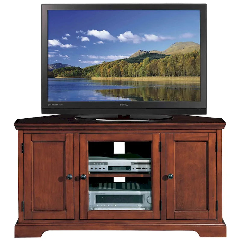 Leick Home Eck-TV-Ständer im Mission-Stil aus Massivholz