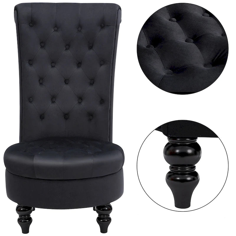 AVAWING Set of 2 Throne Royal Chair Thick Padding and Rubberwood Legs